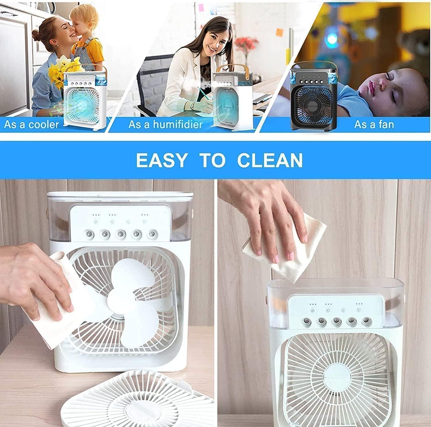 Mini Cooler for Room Cooling AC Portable Mini Fan Artic Cooler with 7 Co (off White)