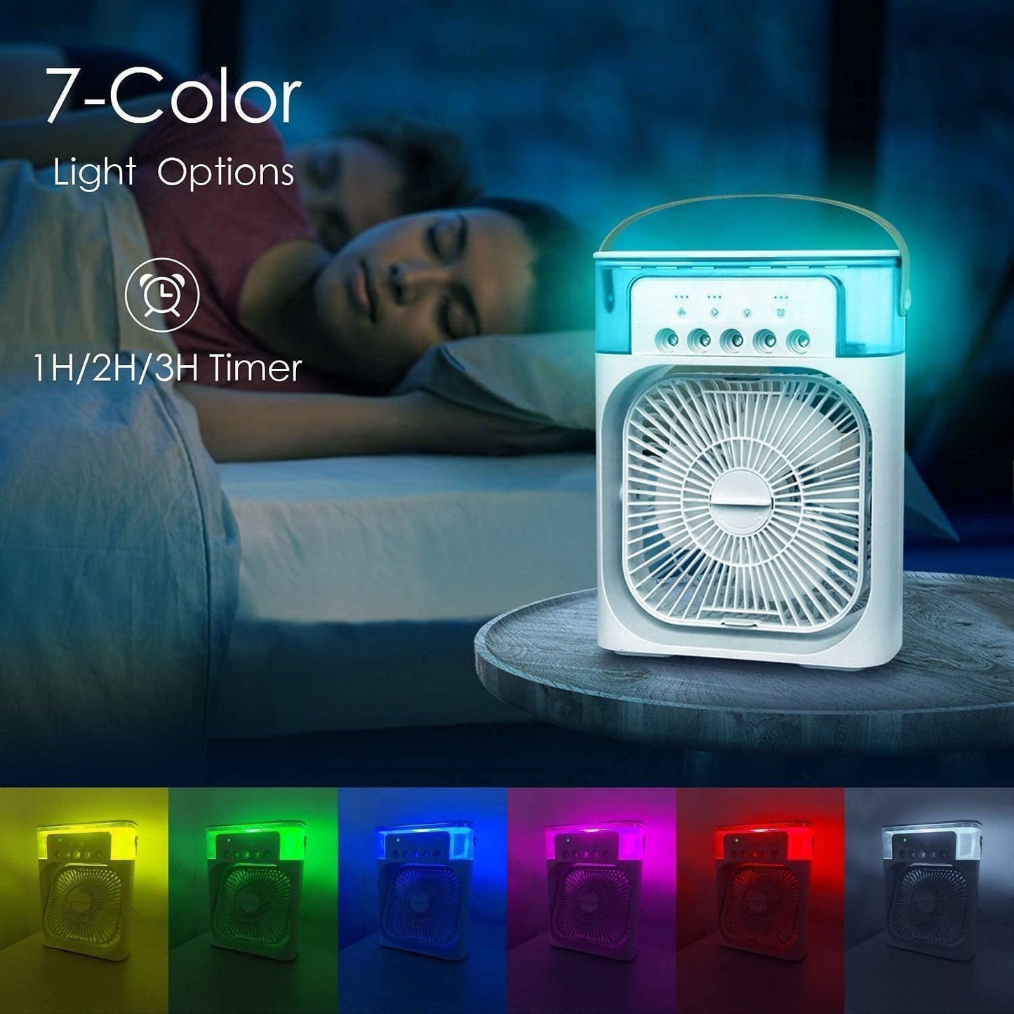 Mini Cooler for Room Cooling AC Portable Mini Fan Artic Cooler with 7 Co (off White)