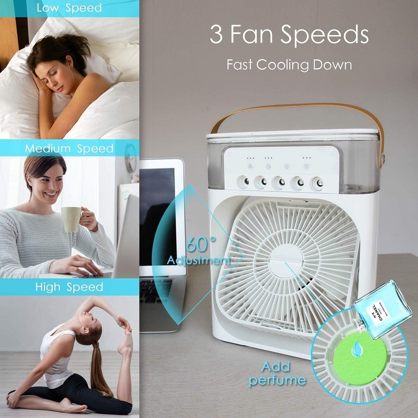 Mini Cooler for Room Cooling AC Portable Mini Fan Artic Cooler with 7 Co (off White)