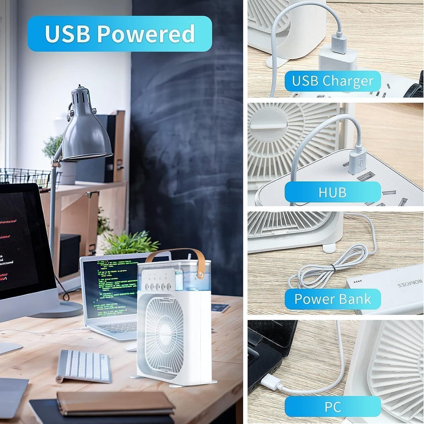 Mini Cooler for Room Cooling AC Portable Mini Fan Artic Cooler with 7 Co (off White)